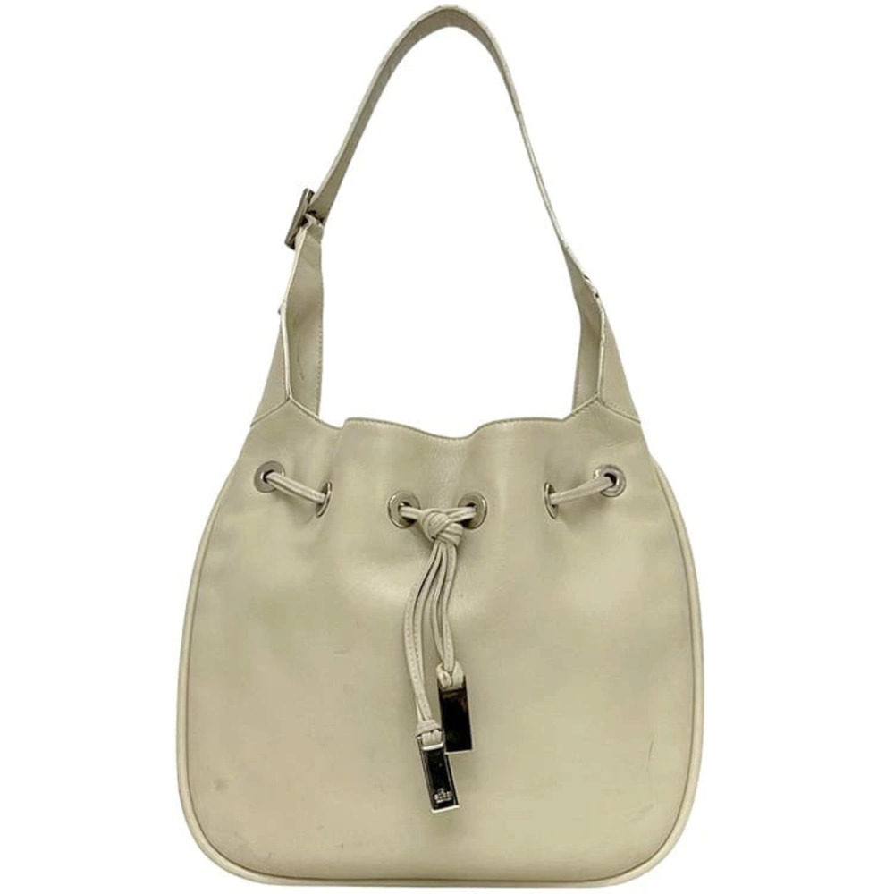 Gucci Hobo Leather Shoulder Bag Ivory White
